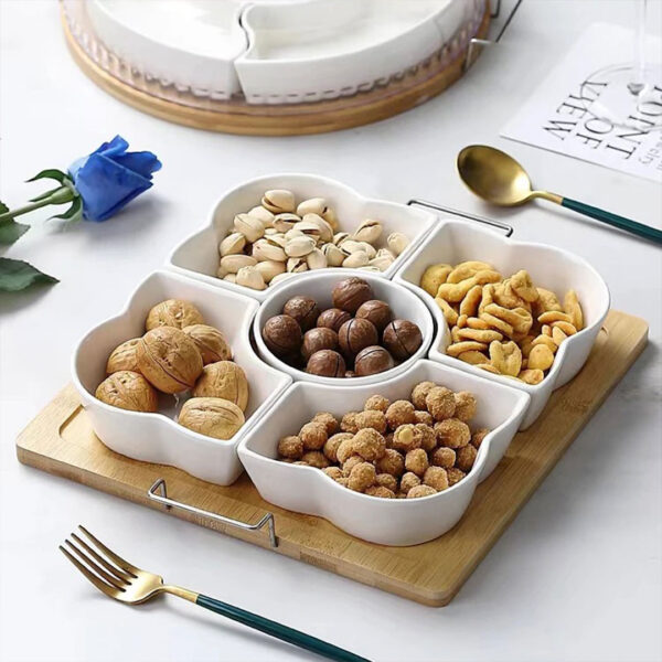 5 Grid Ceramic Snack Tray