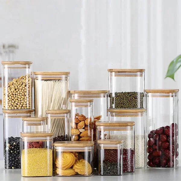 bamboo lid glass jars