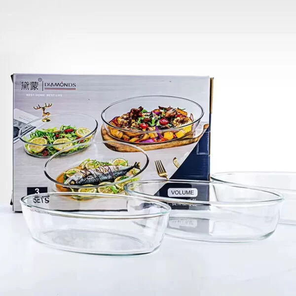 3pc Oval Glass Baking Dish Set,1.5, 2 & 3L TYKP-L3