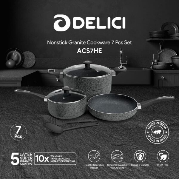 7pc Nonstick Granite Cookware Set – DELICI ACS7HE