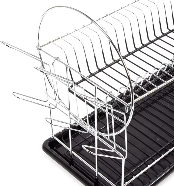 Stainless Steel Dish Drying Rack with Black Drip Tray