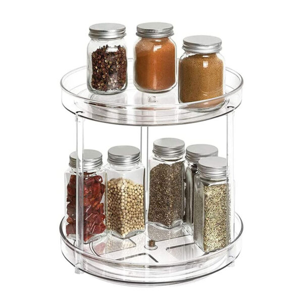 acrylic 2 tier rotating spice rack