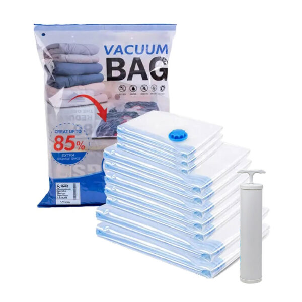 8pc vacuum bag set with pump