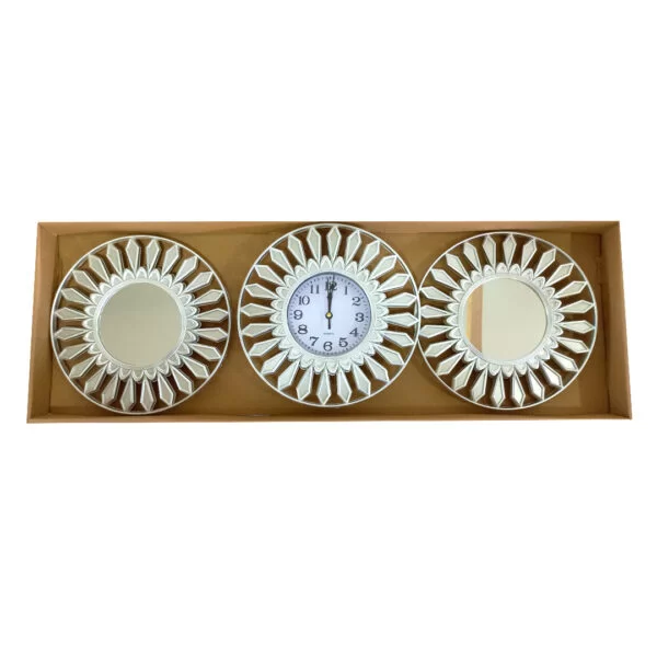 silver wall clock set