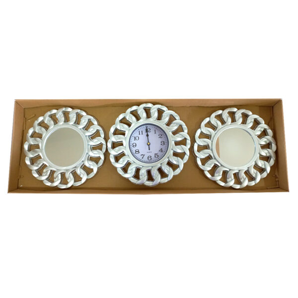 Wall Clock Set - Silver (Ring Border)