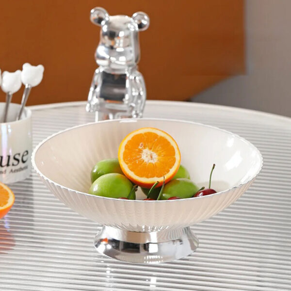 Fruit Bowl White & Silver