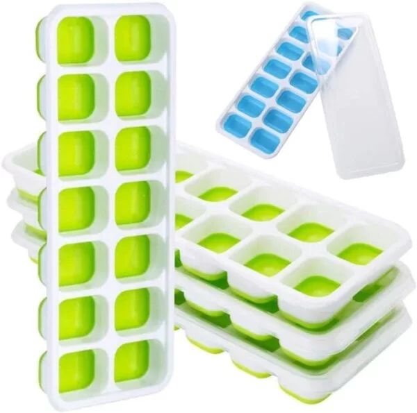 14 Grids Silicone Ice Cube Tray Tray with Erase Cover