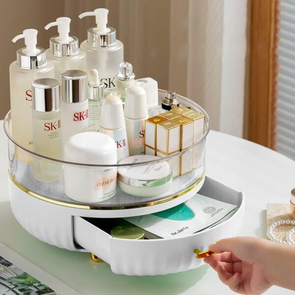 360° Rotating Cosmetic Organizer with Drawer