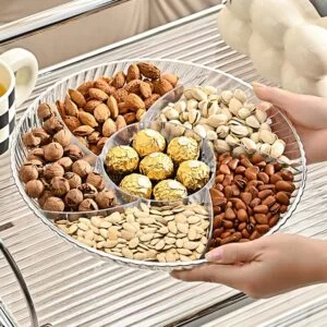 Snack Serving Platter with Compartments for Nuts, Candies, and Appetizers