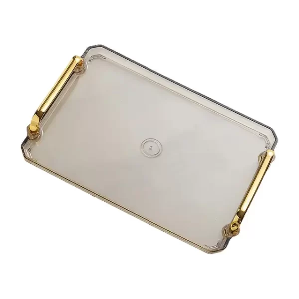 acrylic serving tray with golden handles