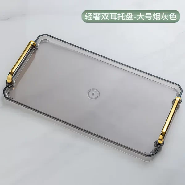 acrylic serving tray with golden handles