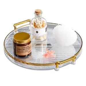 Round Acrylic Tray with Golden Handles