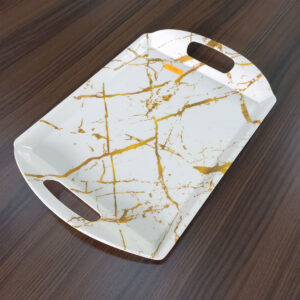 28x41cm Melamine Serving Tray with Gold Splatter Design