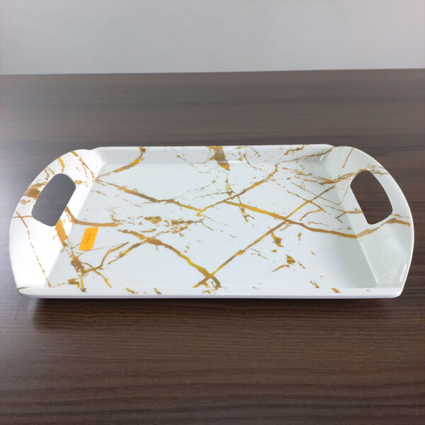 28x41cm Melamine Serving Tray with Gold Splatter Design