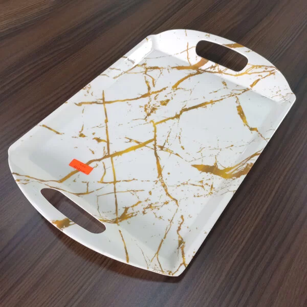 32x46cm Melamine Serving Tray with Gold Splatter Design