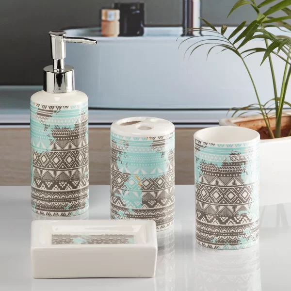 decorated bathroom accessory set