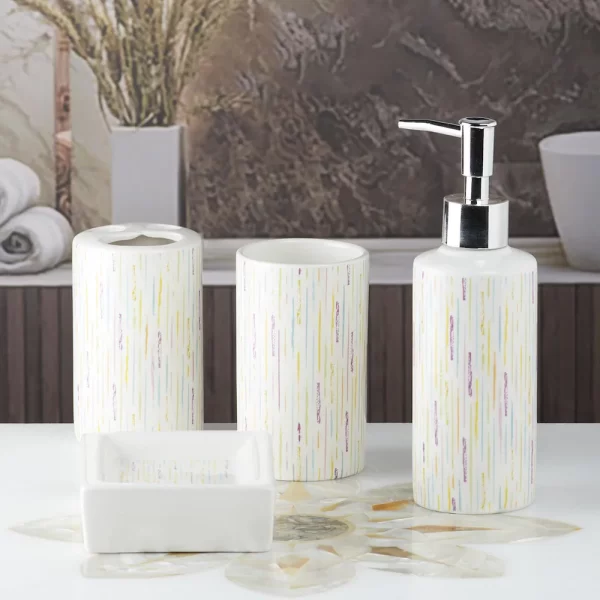 decorated bathroom accessory set