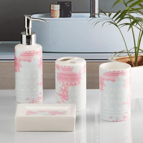 decorated bathroom accessory set