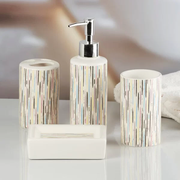 decorated bathroom accessory set