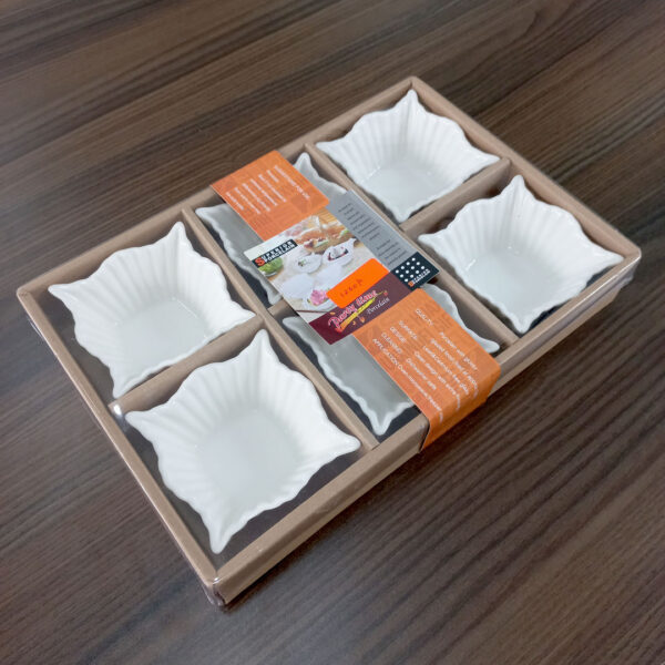 6pc Porcelain Bowl Set - Fluted Edges