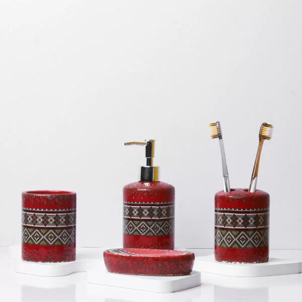 decorated bathroom accessory set