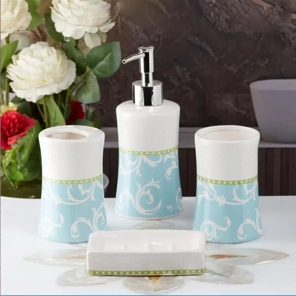 decorated bathroom accessory set