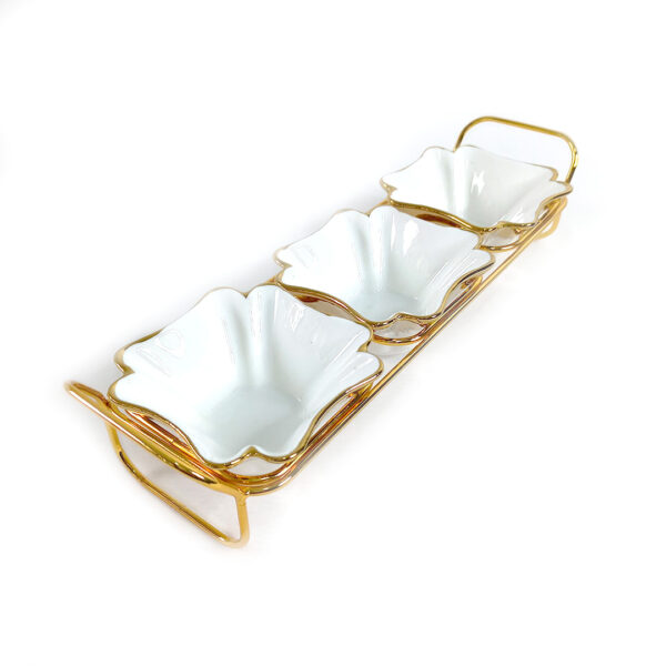 3pc gold rimmed ceramic bowl set