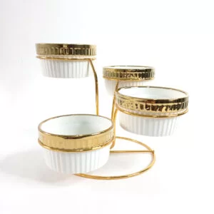 4-Tier Ceramic Bowl Set with Golden Rim