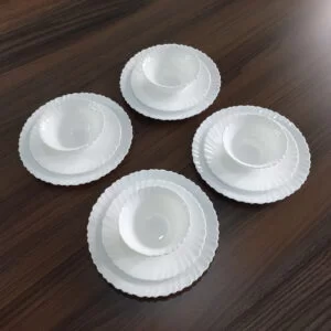 12-Piece White Opal Glass Dinner Set