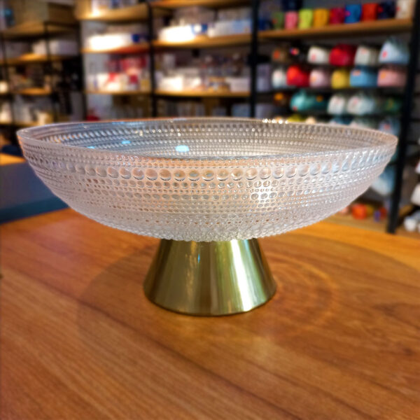 Decorated Glass Fruit Bowl with Stand