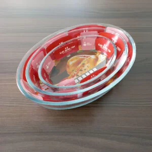 3pc Oval Glass Baking Dish Set - 0.7L, 1.6L, and 2.4L