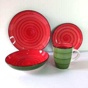 16pc Ceramic Dinner Set - Red and Green