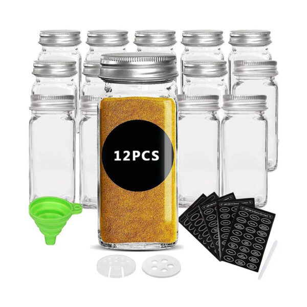 12 Piece Glass Spice Jar Set