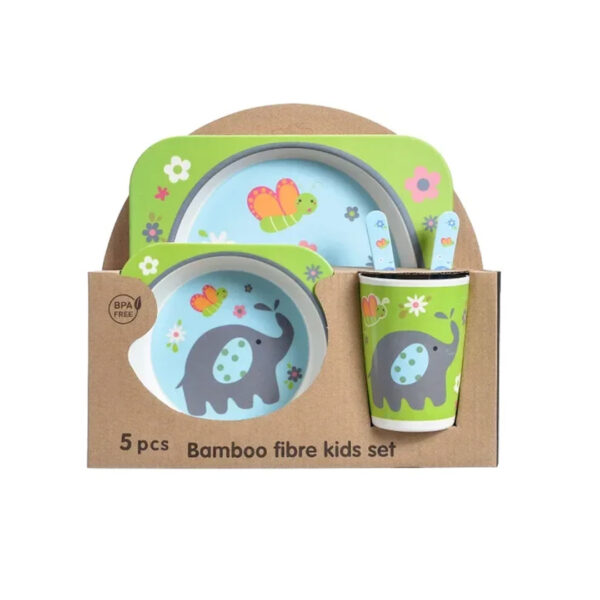 5pc Bamboo Fiber Kids Dinner Set