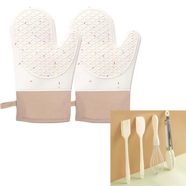 Silicone Oven Mitts Set - Heat Resistant and Insulated