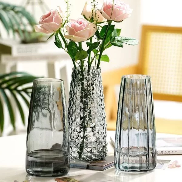 Tapered Smoky Grey Glass Vase