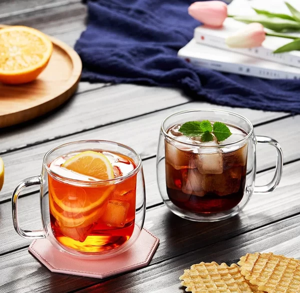 2pc Double Walled Glass Mug Set