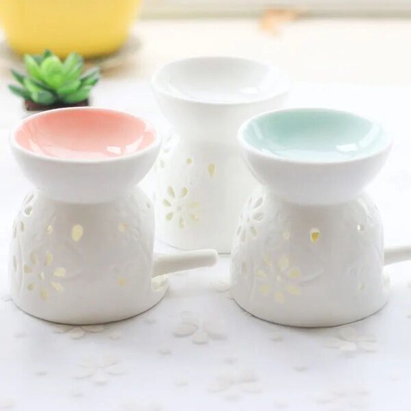 Ceramic Essential Oil Burner – Floral Cutout Design