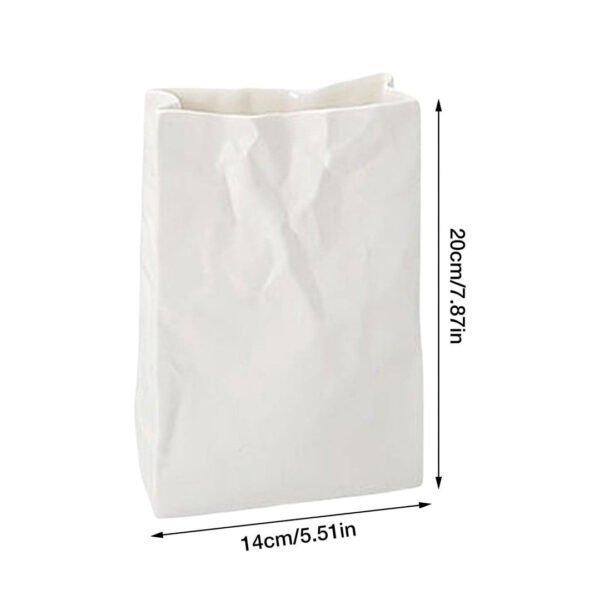 Minimalist White Ceramic Vase - Crumpled Bag Finish