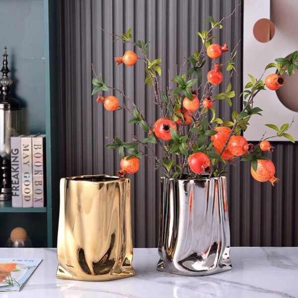 Sleek Metallic Finish Ceramic Vase