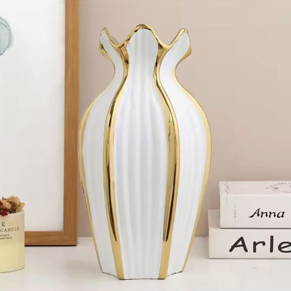 30cm Ceramic Vase with Gold Accents